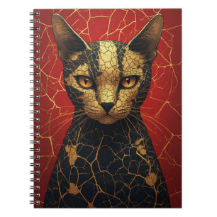 Mystical Cat Face With Golden Fracture Lines 🌙 Notebook
