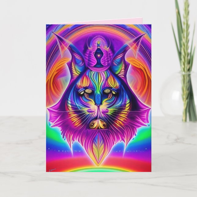 mystical cat greeting card (Front)