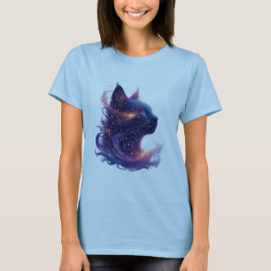 Mystical Cat in Vibrant Artistic Glowing Swirls T-Shirt