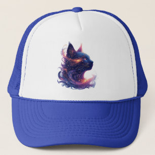 Mystical Cat in Vibrant Artistic Glowing Swirls Trucker Hat