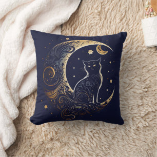 Mystical Cat Moon - Celestial Gift Cushion