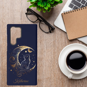 Mystical Cat Moon - Personalized Celestial Gift Samsung Galaxy Case