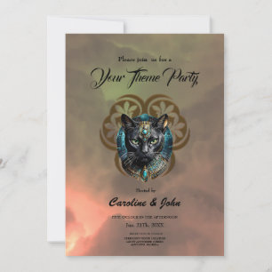 Mystical cat of Egypt, black as night Invitation