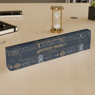 Mystical Celestial Astrology Business Custom Offic Nameplate
