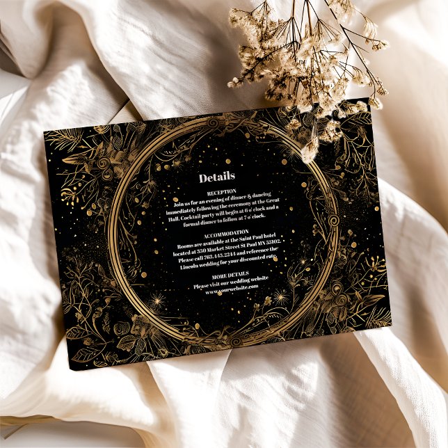 Mystical Celestial Black and Gold Wedding Enclosure Card (Creator Uploaded)