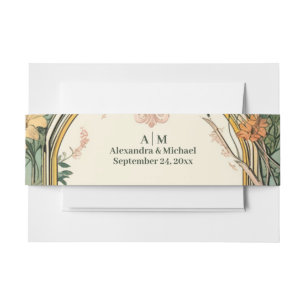 Mystical Celestial Black and Gold Wedding Invitation Belly Band