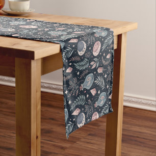 Mystical Celestial Botanical Pattern Short Table Runner