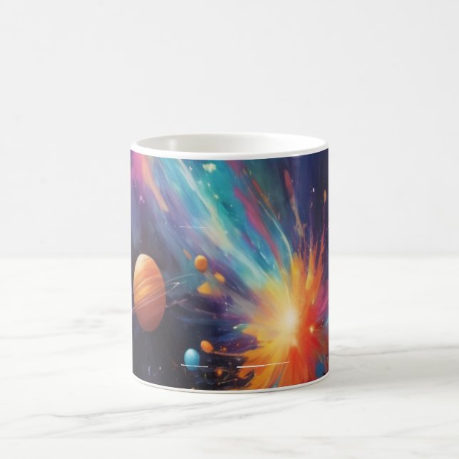Mystical Celestial Deer Silhouette Mug Space Nebul (Center)