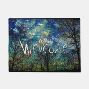 Mystical Celestial Forest CUSTOM Blue Doormat