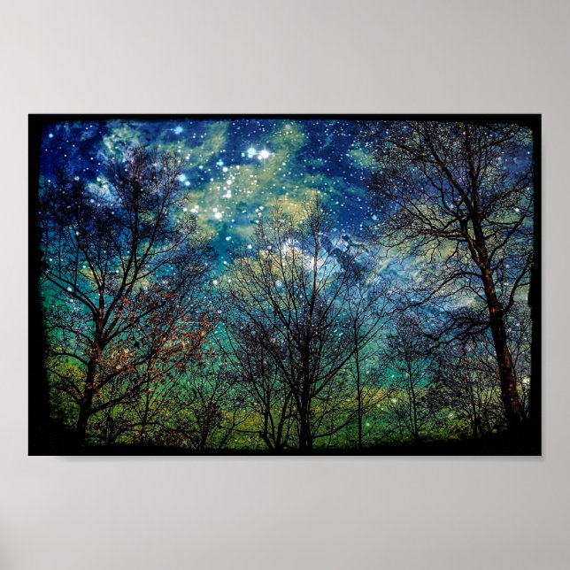 Mystical Celestial Forest Starry Night Poster (Front)
