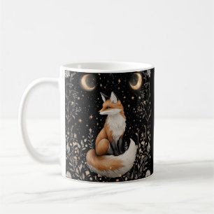 Mystical Celestial Fox and Flowers Coffee Mug