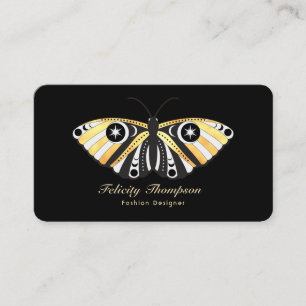 Mystical Celestial Gold Moths QR Code Business Card