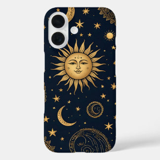 Mystical Celestial Moon and Sun Design iPhone 16 Case