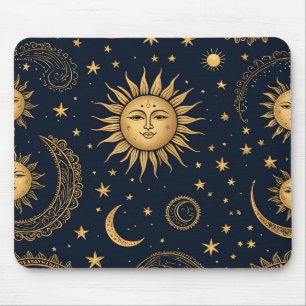 Mystical Celestial Moon and Sun Design Mouse Mat
