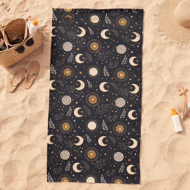Mystical Celestial Moon Pattern  Beach Towel (Creator Uploaded)