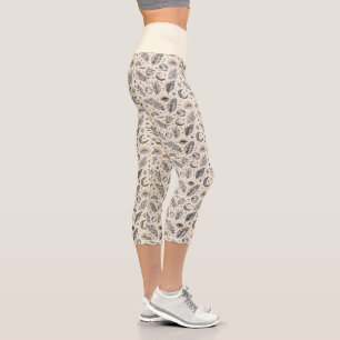 Mystical Celestial Moon Stars Pattern Capri Leggings