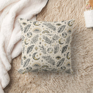 Mystical Celestial Moon Stars Pattern Cushion