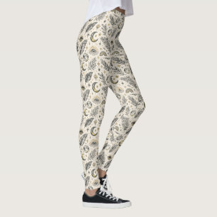 Mystical Celestial Moon Stars Pattern Leggings