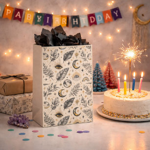 Mystical Celestial Moon Stars Pattern Medium Gift Bag