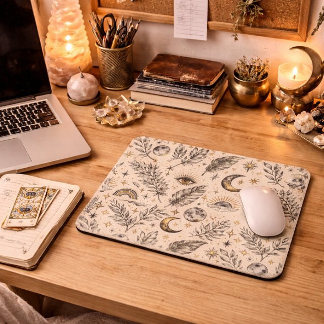Mystical Celestial Moon Stars Pattern Mouse Mat (Creator Uploaded)
