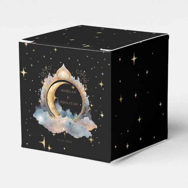 Mystical Celestial Moon Wedding Favour Box (Front Side)