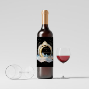 Mystical Celestial Moon Wedding Wine Label