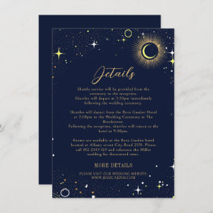 Mystical Celestial Star Dust Navy Blue Wedding Enclosure Card