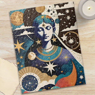Mystical Celestial Star Goddess Night Sky Jigsaw Puzzle