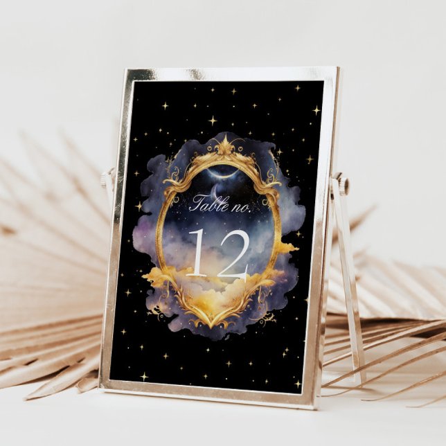 Mystical Celestial Stars Moon Wedding Table Number (Creator Uploaded)