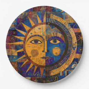 Mystical Celestial Sun Moon Alchemy Paper Plate