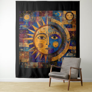 Mystical Celestial Sun Moon Alchemy Tapestry