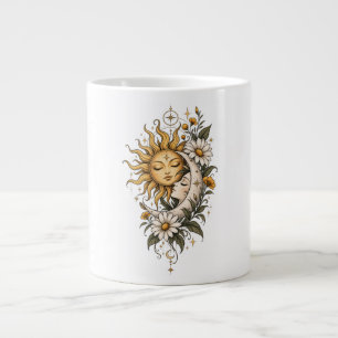 Mystical Celestial Sun Moon and Floral Coffee Mug