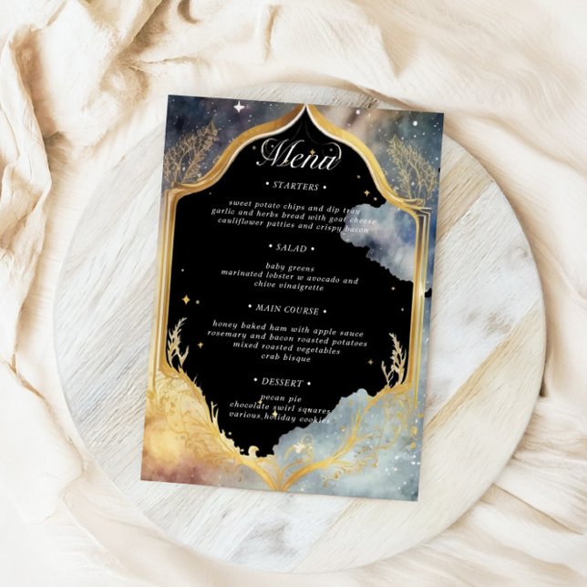 Mystical Celestial Wedding Dinner Menu Card (Creator Uploaded)
