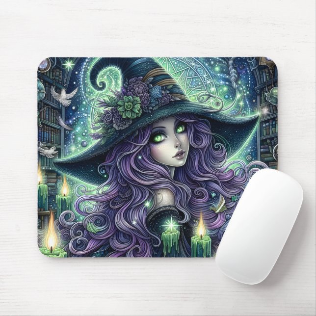 Mystical Celestial Witch Mouse Mat (With Mouse)