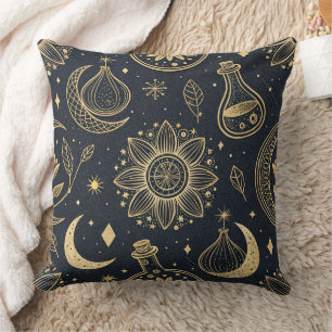 Mystical Celestial Witchcraft - Gold Botanical Cushion
