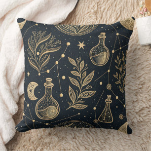 Mystical Celestial Witchcraft - Gold Botanical Cushion