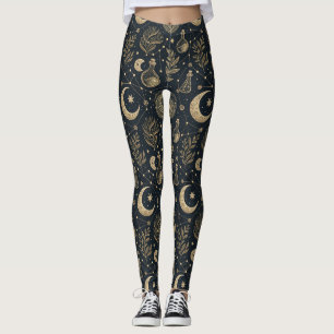 Mystical Celestial Witchcraft - Gold Botanical Leggings