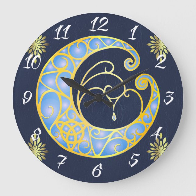 Mystical Celtic Moon   Large Clock (Front)