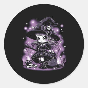 Mystical Charms Halloween Witch Graphic  Classic Round Sticker