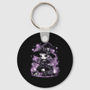 Mystical Charms Halloween Witch Graphic Key Ring