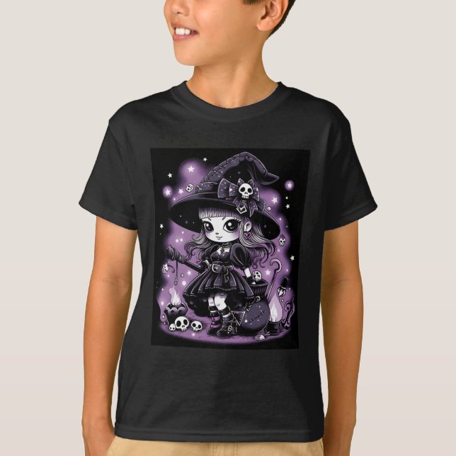 Mystical Charms Halloween Witch Graphic  T-Shirt (Front)