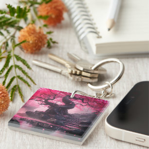 Mystical Cherry Blossom Path – Enchanted Stairway Key Ring