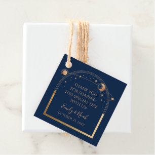 Mystical Chic Blue Gold Sun Moon Stars Wedding Favour Tags