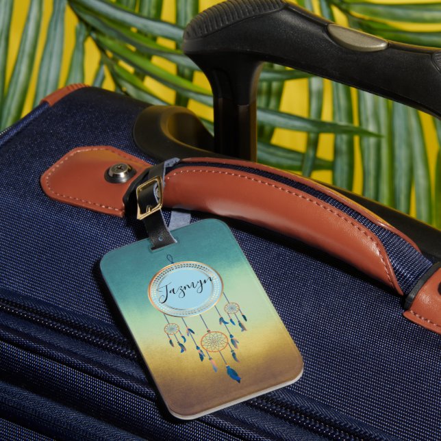 Mystical Chic Personalised Dreamcatcher Luggage Tag (Front Insitu 1)