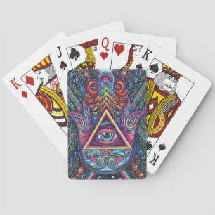 Mystical Coloured All-Seeing Eye Playing Cards