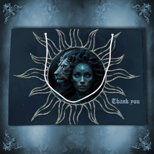 Mystical connection,  mystical woman and the lion. large gift bag