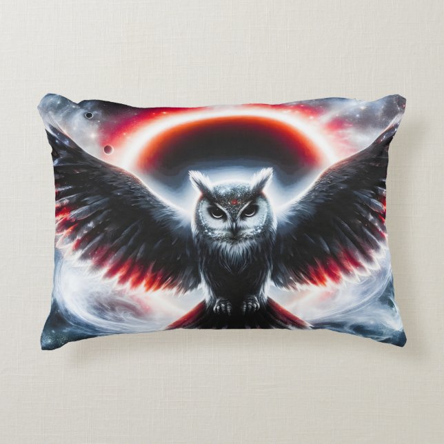 Mystical Cosmic Celestial Owl Decorative Cushion (Front)