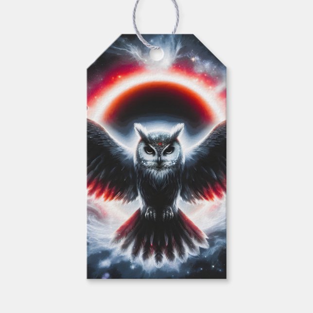 Mystical Cosmic Celestial Owl Gift Tags (Front)