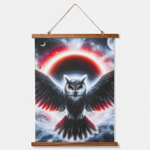 Mystical Cosmic Celestial Owl Hanging Tapestry