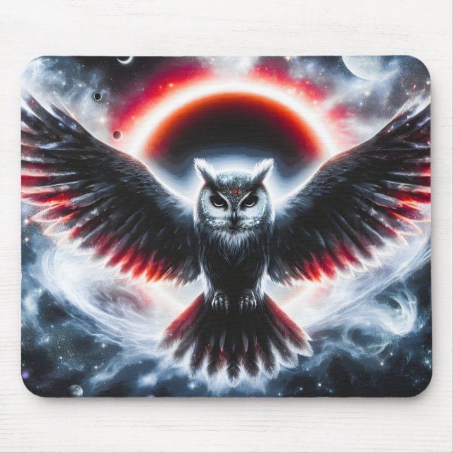 Mystical Cosmic Celestial Owl Mouse Mat (Front)